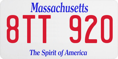 MA license plate 8TT920