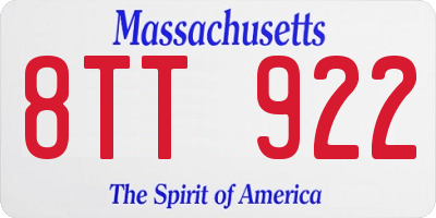 MA license plate 8TT922
