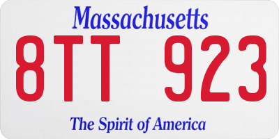 MA license plate 8TT923