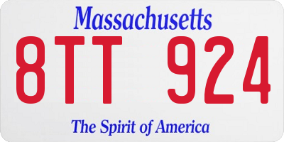 MA license plate 8TT924