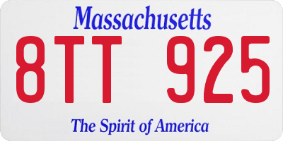MA license plate 8TT925