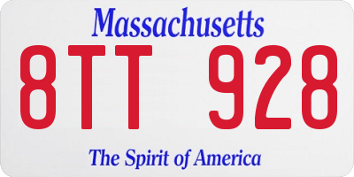 MA license plate 8TT928