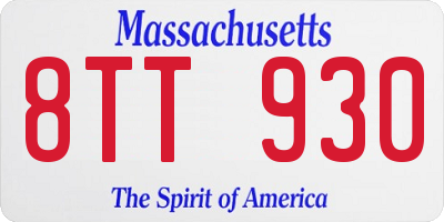 MA license plate 8TT930