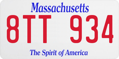 MA license plate 8TT934
