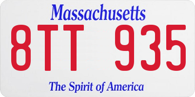 MA license plate 8TT935