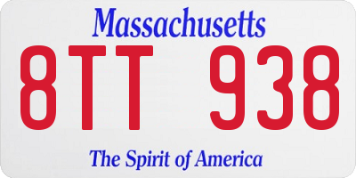 MA license plate 8TT938