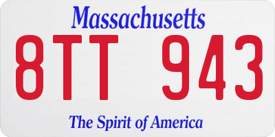MA license plate 8TT943