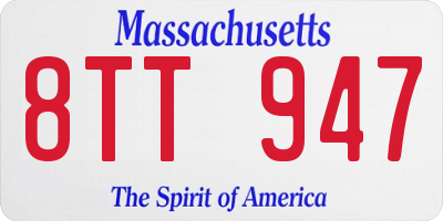 MA license plate 8TT947