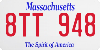 MA license plate 8TT948