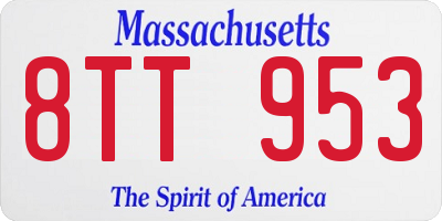 MA license plate 8TT953