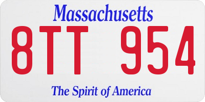 MA license plate 8TT954