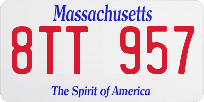 MA license plate 8TT957