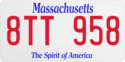 MA license plate 8TT958