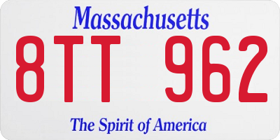 MA license plate 8TT962