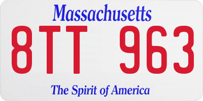 MA license plate 8TT963