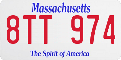 MA license plate 8TT974