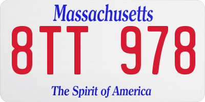 MA license plate 8TT978