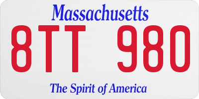 MA license plate 8TT980