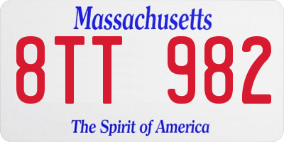 MA license plate 8TT982