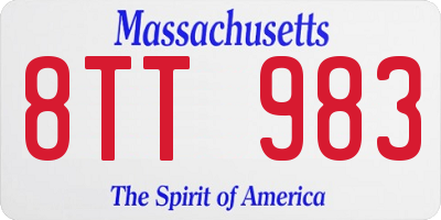MA license plate 8TT983