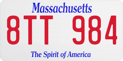 MA license plate 8TT984