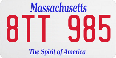 MA license plate 8TT985