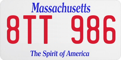 MA license plate 8TT986