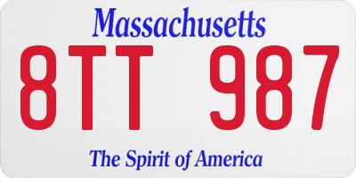 MA license plate 8TT987