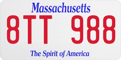 MA license plate 8TT988