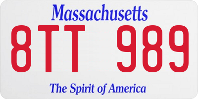 MA license plate 8TT989