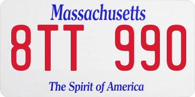 MA license plate 8TT990
