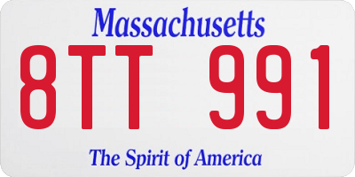 MA license plate 8TT991