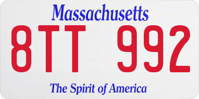MA license plate 8TT992