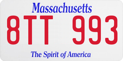 MA license plate 8TT993
