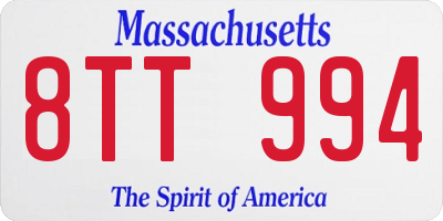 MA license plate 8TT994