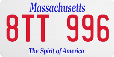 MA license plate 8TT996