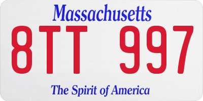 MA license plate 8TT997