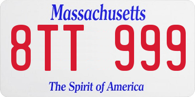 MA license plate 8TT999
