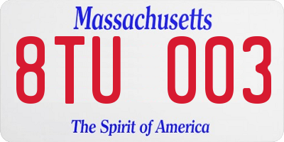 MA license plate 8TU003