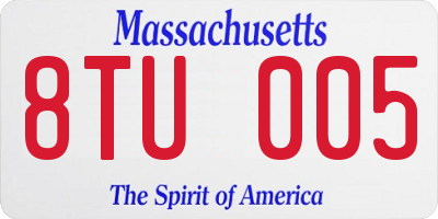 MA license plate 8TU005