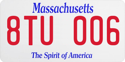 MA license plate 8TU006
