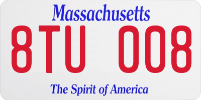 MA license plate 8TU008