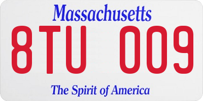 MA license plate 8TU009