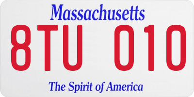 MA license plate 8TU010