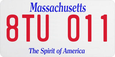 MA license plate 8TU011