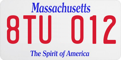 MA license plate 8TU012