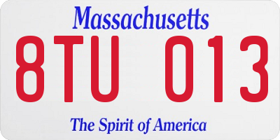 MA license plate 8TU013