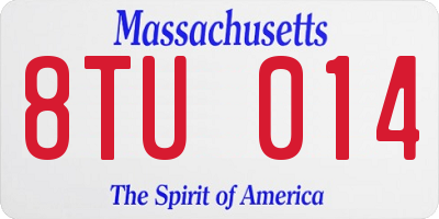 MA license plate 8TU014