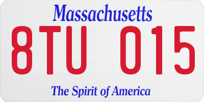 MA license plate 8TU015