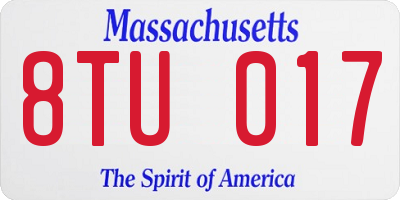 MA license plate 8TU017
